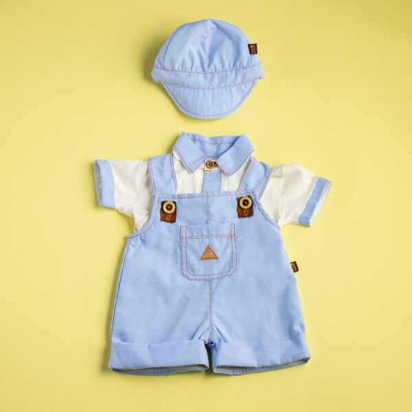 overol lino + camisa popeli + gorra